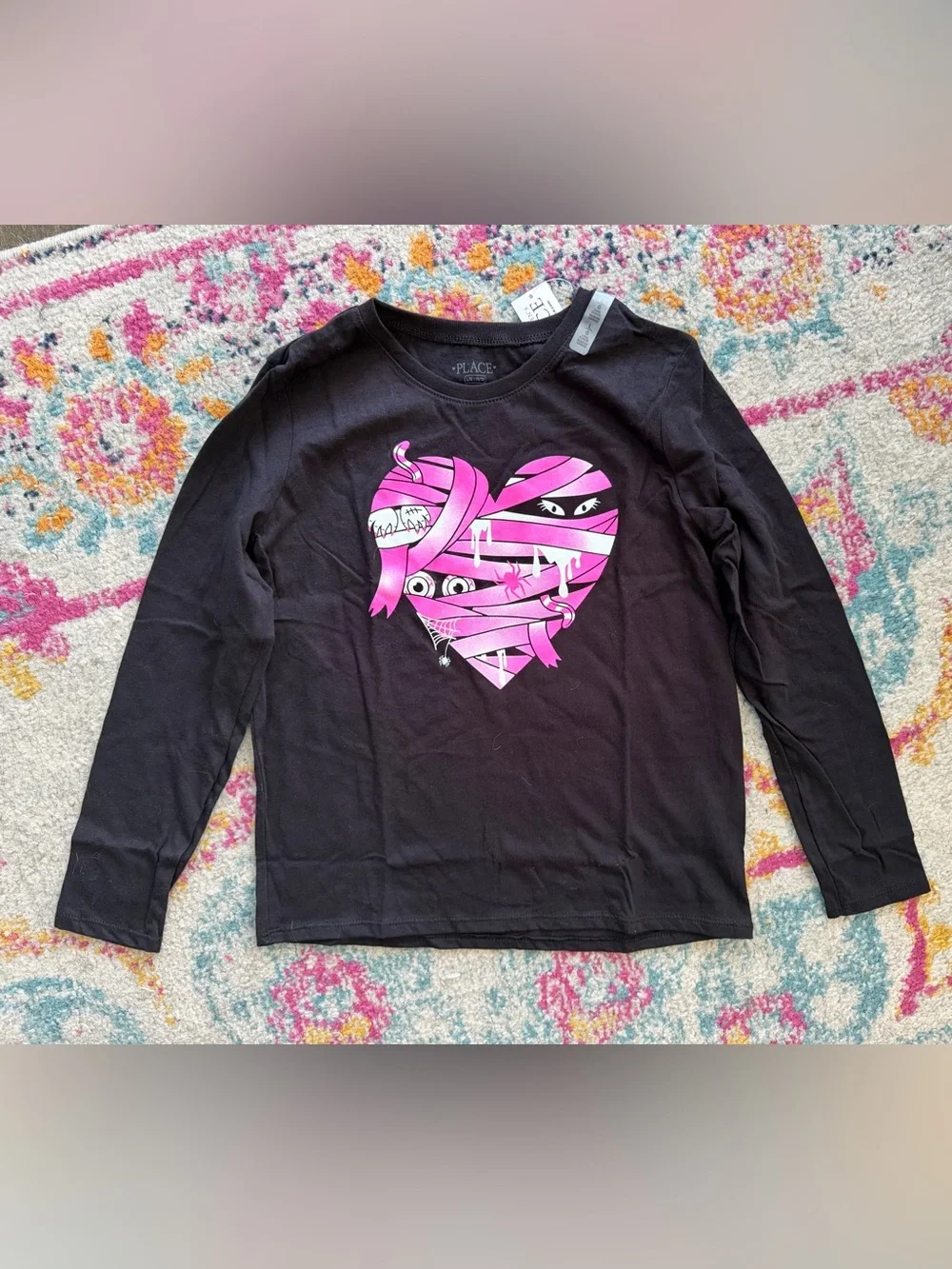 The Children's Place Black Long Sleeve Tee with Pink Mummy Heart